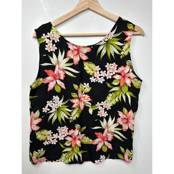 What if....?  Silk Sleeveless Tops Lot of 2 Floral Tropical Fairy Vintage Size M - Picture 9 of 11